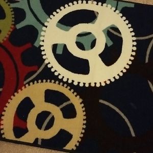 Kid's Rug All Geared Up Blue with machine gears